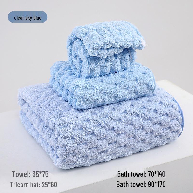 Bamboo Velvet Coral Fleece Bath Towel Set - Soft, Large, Thick, Absorbent, 3-Piece Adult Collection