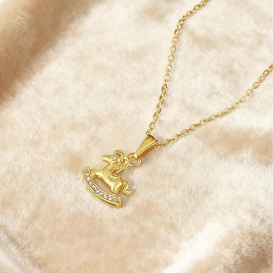 Horse Pendant Necklace Zodiac Animal Cute Horse Charm Necklace Women Chinese New Year Jewelry Birthday Gift for Daughter Her