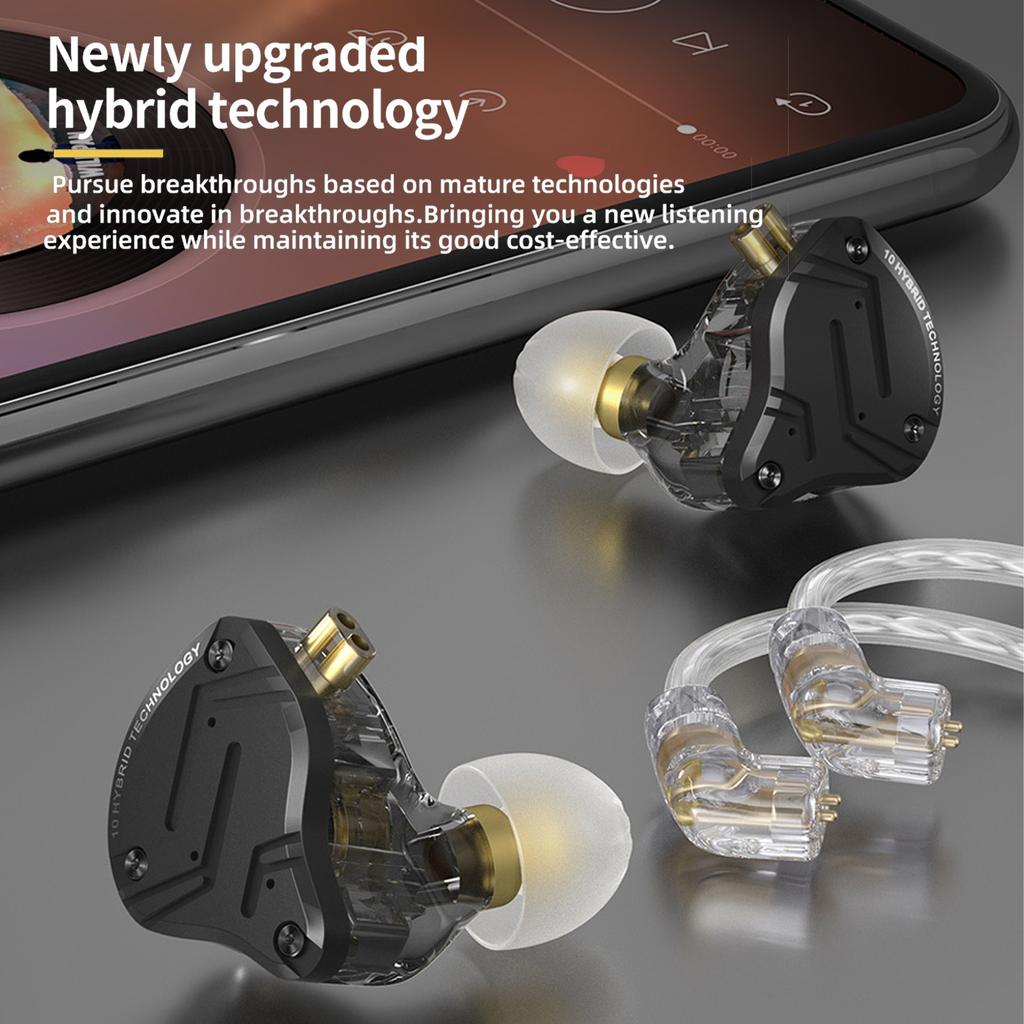 Wired Monitor Earbuds Comfortable KZ ZS10 PRO X Monitor Earbuds Detachable Silver Plated 0.75mm 2Pin Cable HiFi for Office