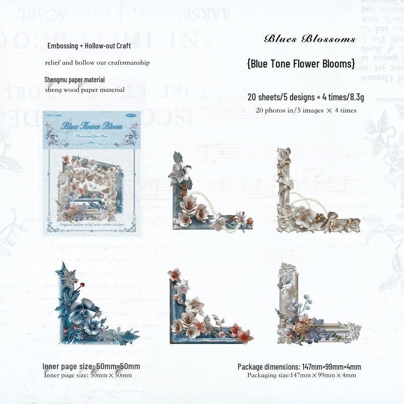 Mò Mò Retro Wood Color Journal Stickers: Hollowed Out Embossed Corner, DIY Decorative Collage Series.