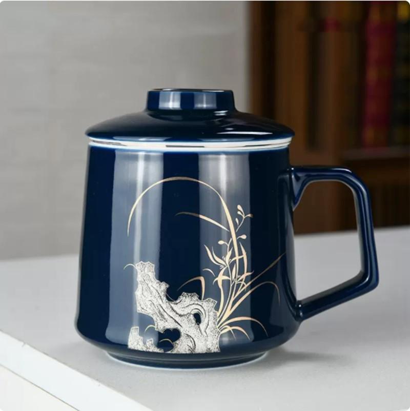 

Chinese Ceramic Filter Tea Maker Personal Special Tea Water Separation Cup High-end Office with Handle Tea Cup Household Tea Set 13.5x11.5cm 420ml