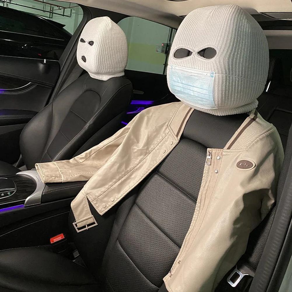Halloween Car Headrest Cover Decoration Three Hole Headrest Cover Funny Car Seat Headcover Car Anti-Theft Warning Accessories