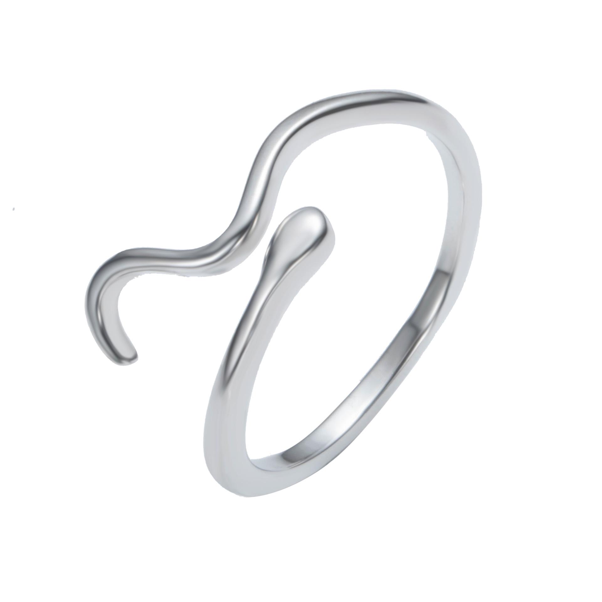 

Минималистичное кольцо-змея: Дизайн «Рябь на открытой воде» для женщин, пар и любителей моды Adjustable платиновый