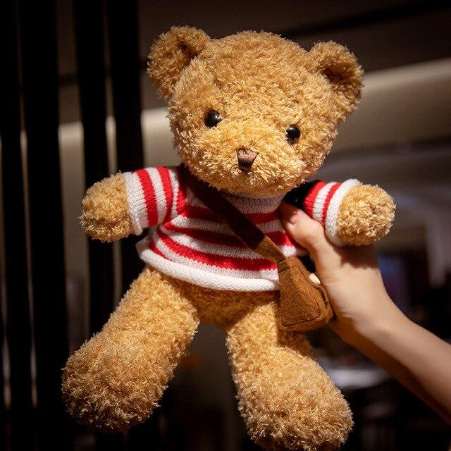 Kawaii Miś Pluszowy Miś Miękki Wypchany Słodki Miś z Ubraniami Torby Pluszowa Poduszka dla Dziewczynek Prezent Urodzinowy Lalki