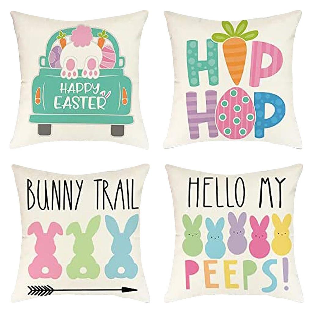 Easter Pillowcase, Easter Decorations Home Decor Cushion Cover 45x45