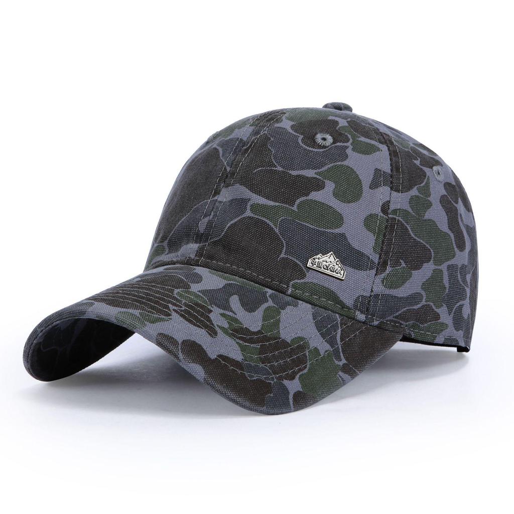Retro Unisex Camouflage Baseball Cap - Soft Brim Sun Protection, Trendy Outdoor Workwear Style.