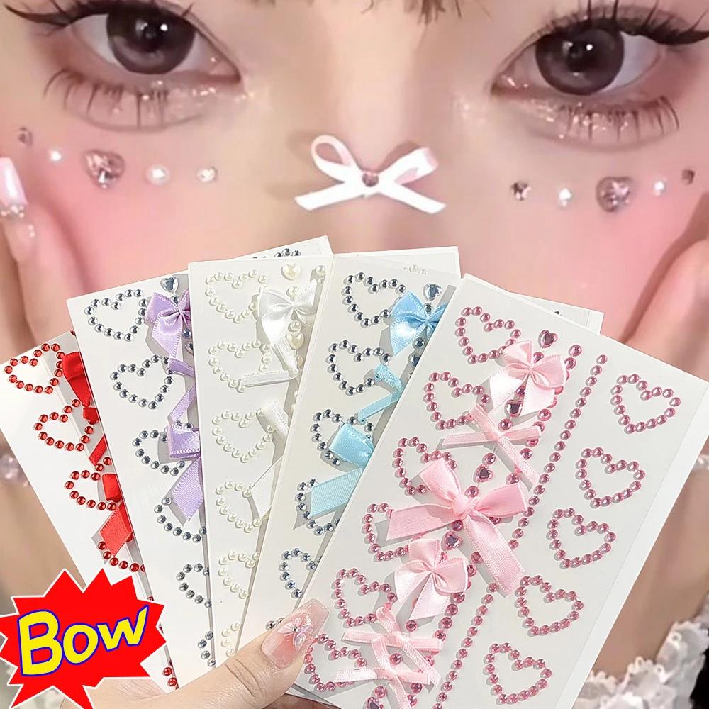 Gesichtsaufkleber Strassband Schleife DIY Augen Gesicht Make-up Aufkleber Einfach zu tragen Schleifen Temporäre Tattoo-Aufkleber Make-up-Werkzeug