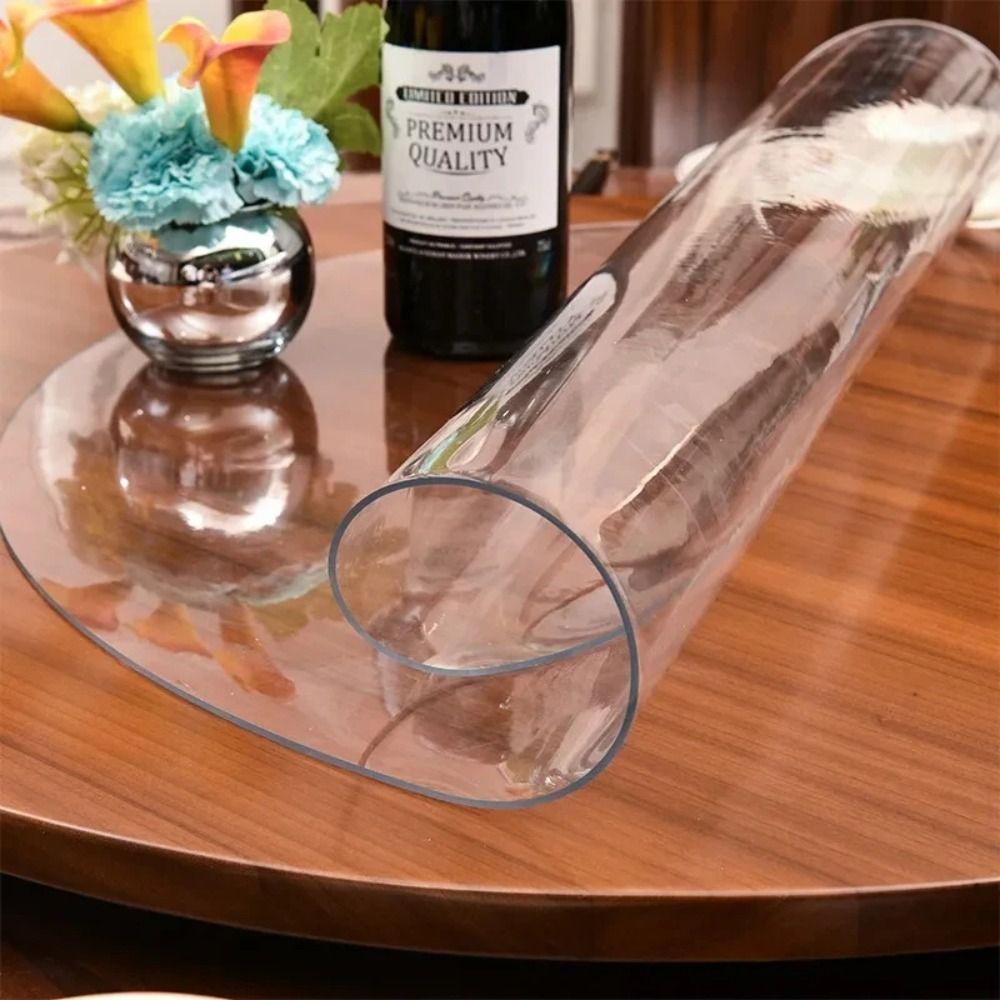Soft Glass Table Cover PVC Table Pad Dining Table Round Transparent Tablecloth  Household