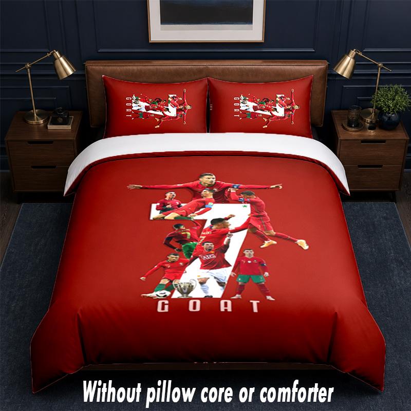 Set Biancheria da Letto Design Cristiano Ronaldo 1 Copripiumino + 2 Federe Morbido Traspirante Biancheria da Letto per la Casa