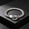 Punk Non Fading Double Layer Square Chain OT Buckle Chunky Bracelet for Men, Waterproof Stainless Steel Fashion  Jewelry Gift
