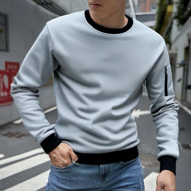 Mens Fleece Crew Neck Pullover Solid Color Tactical Sweatshirt S серый
