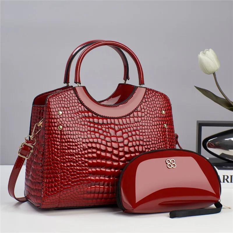 Luxury Brand Designer Women'S Handbag with Large Capacity Crocodile Pattern Shoulder Bag, High-Quality Casual Crossbody Bag