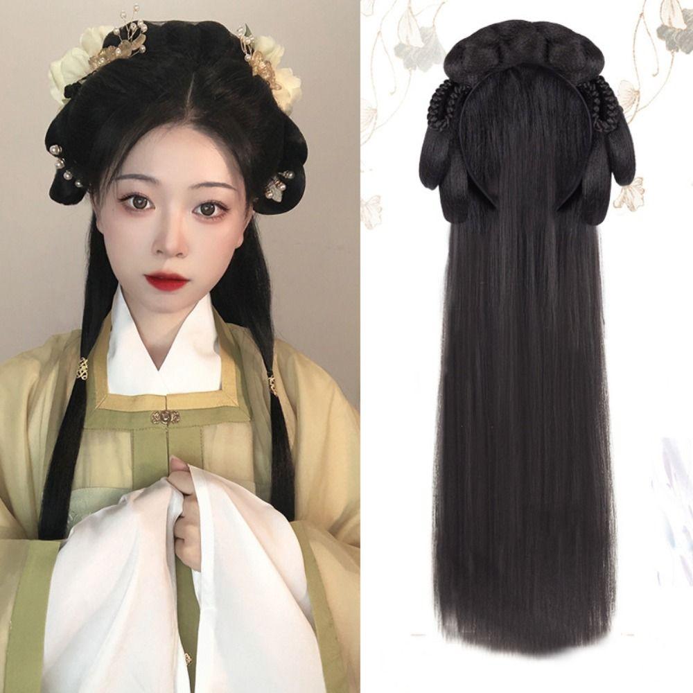 Μακριά Περούκα Hanfu Τσιμπιδάκι Κεφαλής Vintage Αξεσουάρ Κεφαλής Hanfu Cosplay Τούφες Μαλλιών Αρχαία Κινέζικη Περούκα Γυναίκες