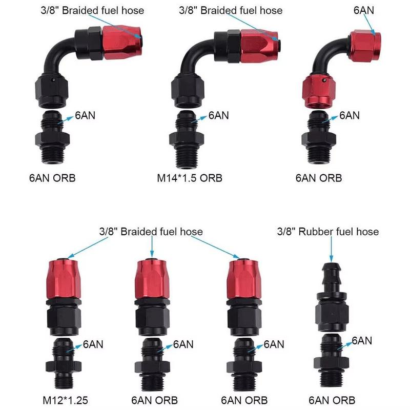 OSIAS New 100xkPA 160PSI Aluminum Adjustable Autos Fuel Pressure Regulator With Gauge+AN6 Fuel Line Hose+Fittings End Kit