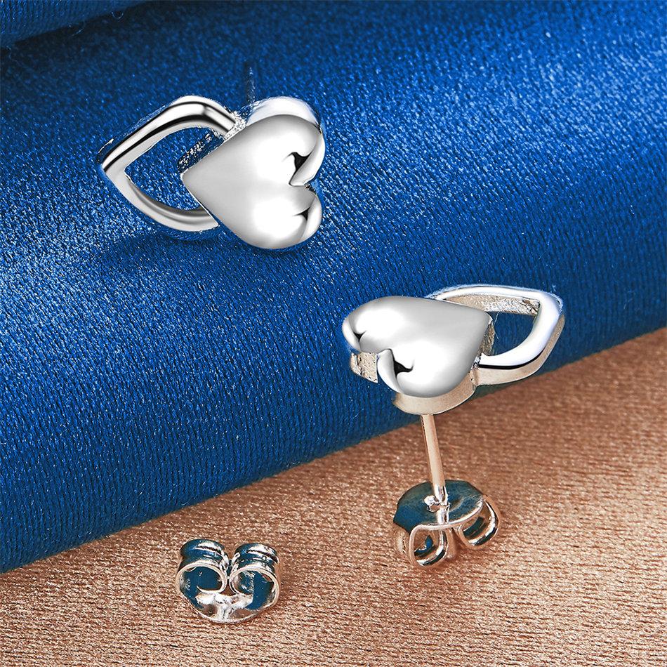 925 Sterling Silver Luxury Exquisite Double Heart Stud Earrings for Women Fashion Wedding Charm Gift Party Jewelry