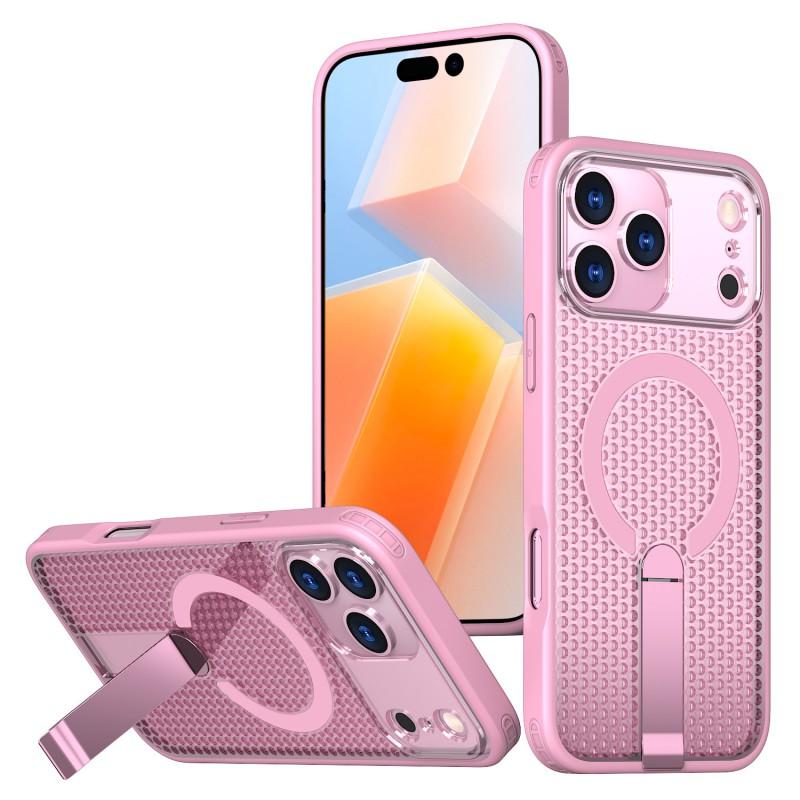 Magnetic Wireless Charging Phone Case With Flat Kickstand IPhone 17 Pro Max 16 15 Series Transparent Black Pink Gray Blue