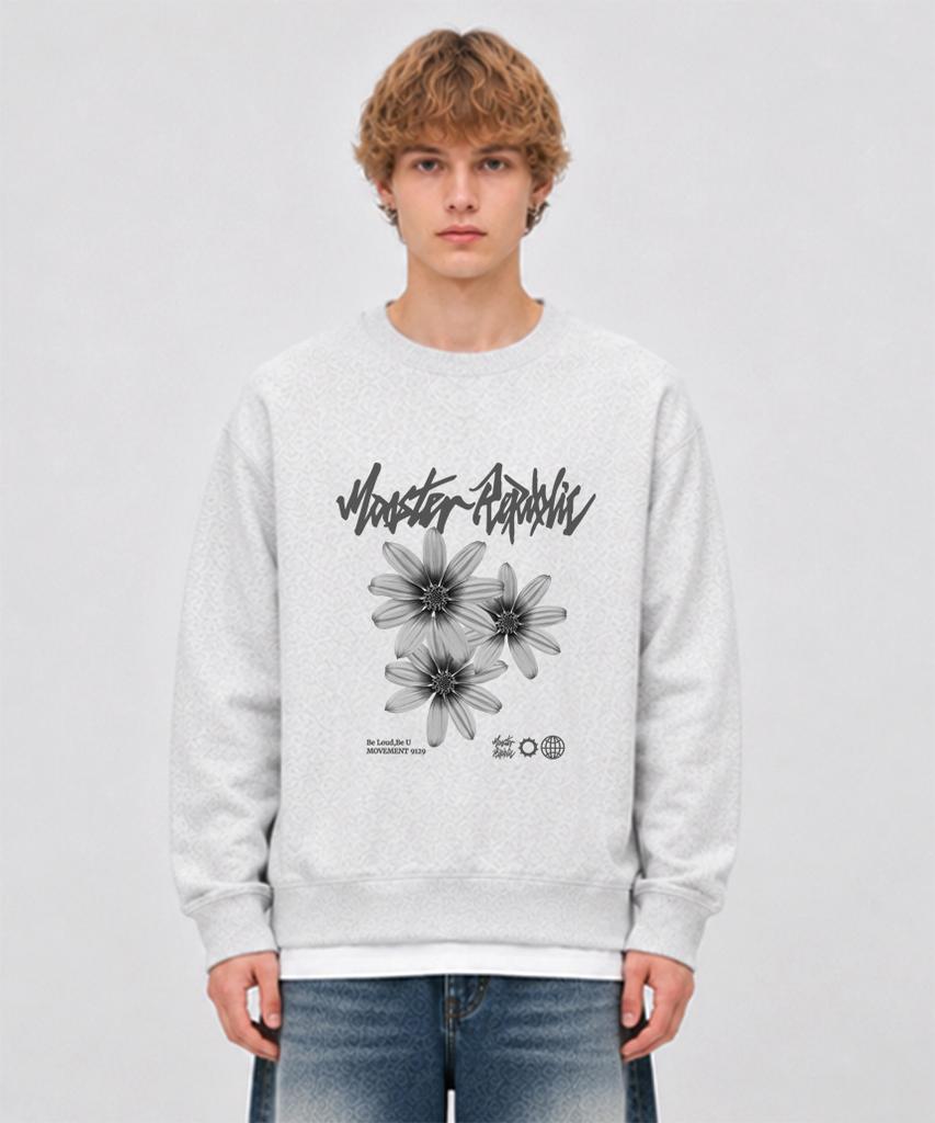 MONSTER REPUBLIC Daisy Flower Gray Sweatshirt Melange Gray_9129