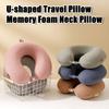 Almofada de apoio para pescoço de viagem, cor sólida, extra macia, respirável, alívio da fadiga, ergonômica, em forma de U, almofada de pescoço