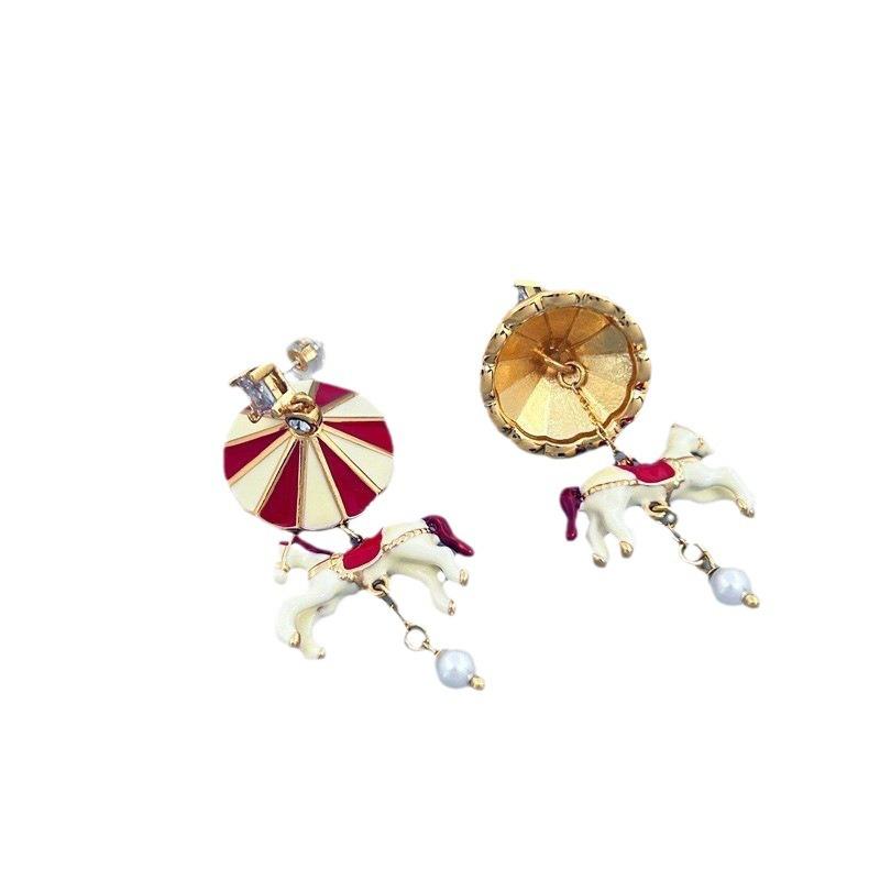 Manufacturer'S Supply Creative Carousel Shape Handmade Drop Glaze Earrings Spot Female