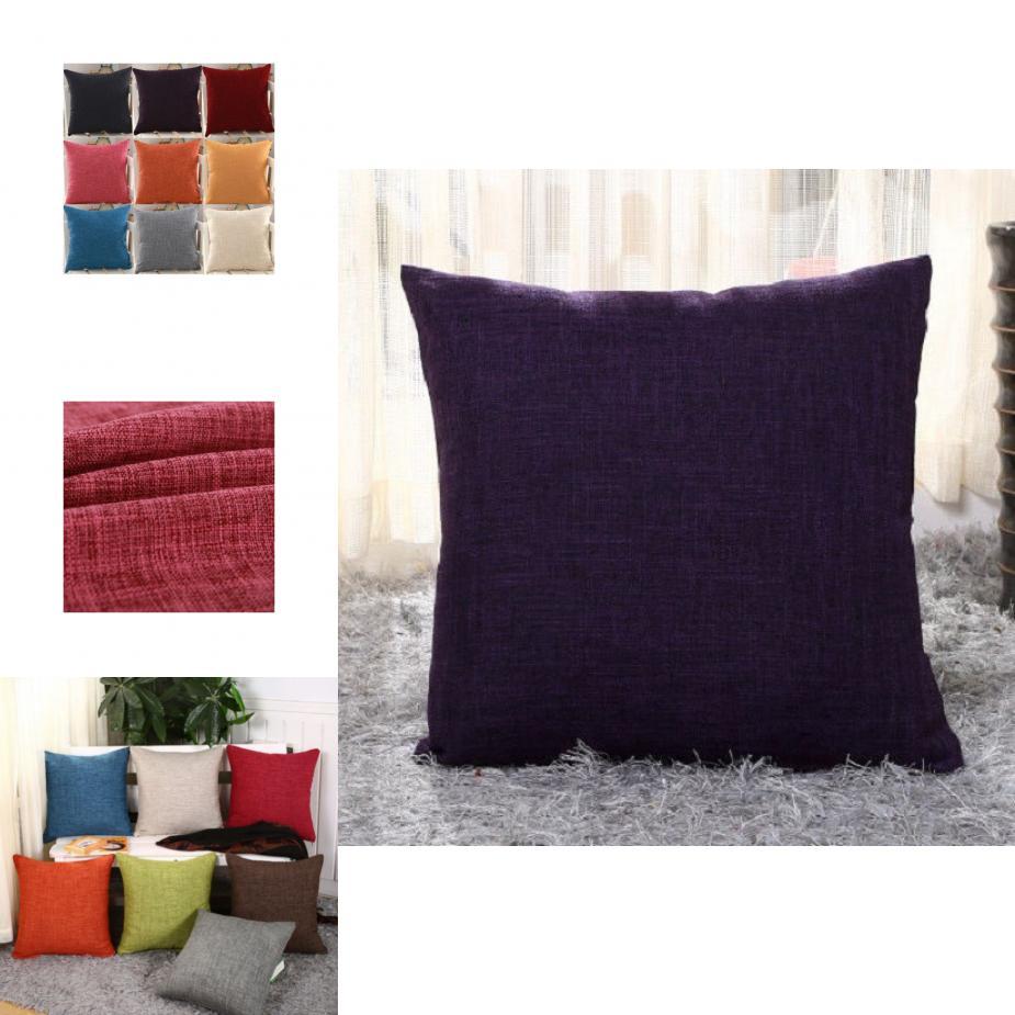 Luxurious Plain Solid Color Throw Pillow Case For Home Decor Linen Cotton Cushion Cover