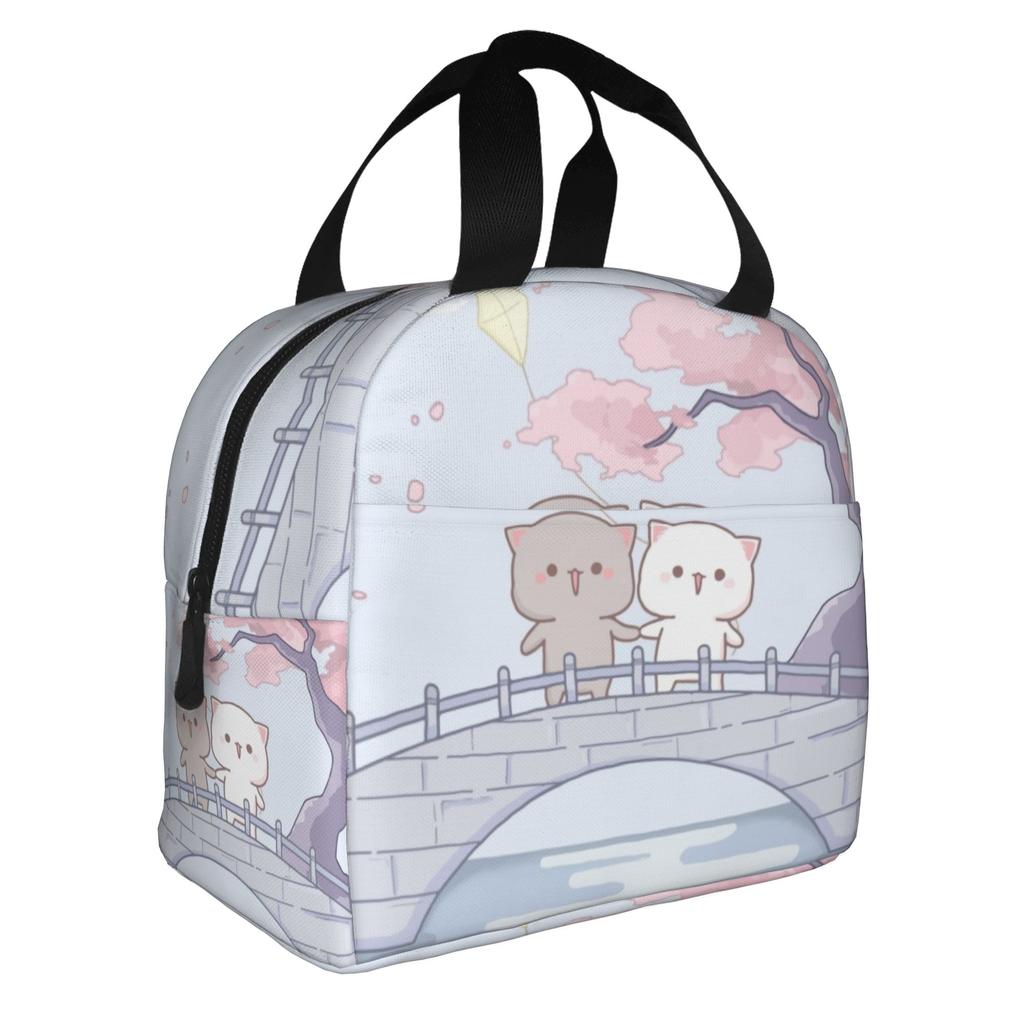 Kawaii Dudu Bubu Perzik En Goma Geïsoleerde Lunchtas voor Beer Panda Herbruikbare Thermische Koeltas Voedsel Lunchbox Werk School