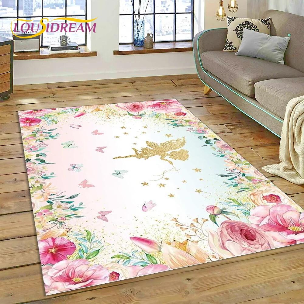 Alfombra Alfombra de Dibujos Animados de Hada Bailarina de Ballet de Ensueño Linda para Decoración de Sala de Estar Dormitorio, Decoración Antideslizante para Sofá Felpudo Niño