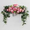 Konstgjord pionblomstergirland med gröna blad Bröllopsfest Båge Blomma Välkomstskylt Dekorativ blomstergirland Dörröverstycke Vägg Fönsterdekor
