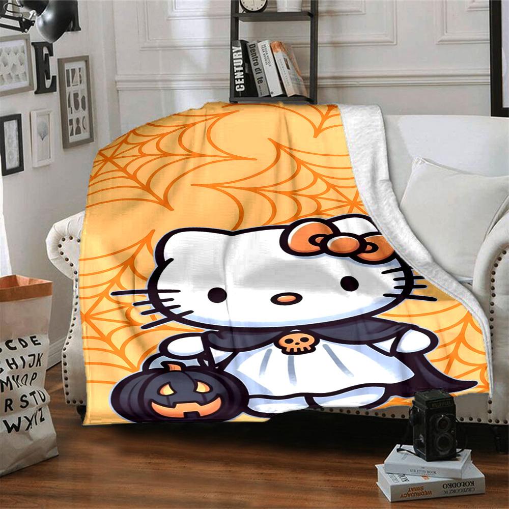 1pc Hello Kitty Halloween blanket Lightweight Flannel Throw for Sofa Bed Travel Camping Livingroom1138L