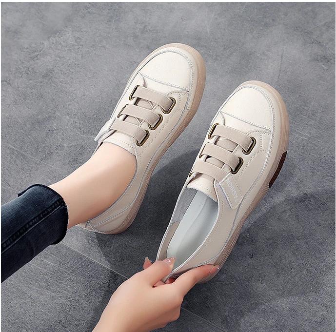 Женские кроссовки ручной работы из натуральной кожи с мягкой подошвой для ходьбы скейтборды с застежкой-липучкой женские для девушек и студентов вулканизированные туфли на плоской подошве лоферы 35 3526₽