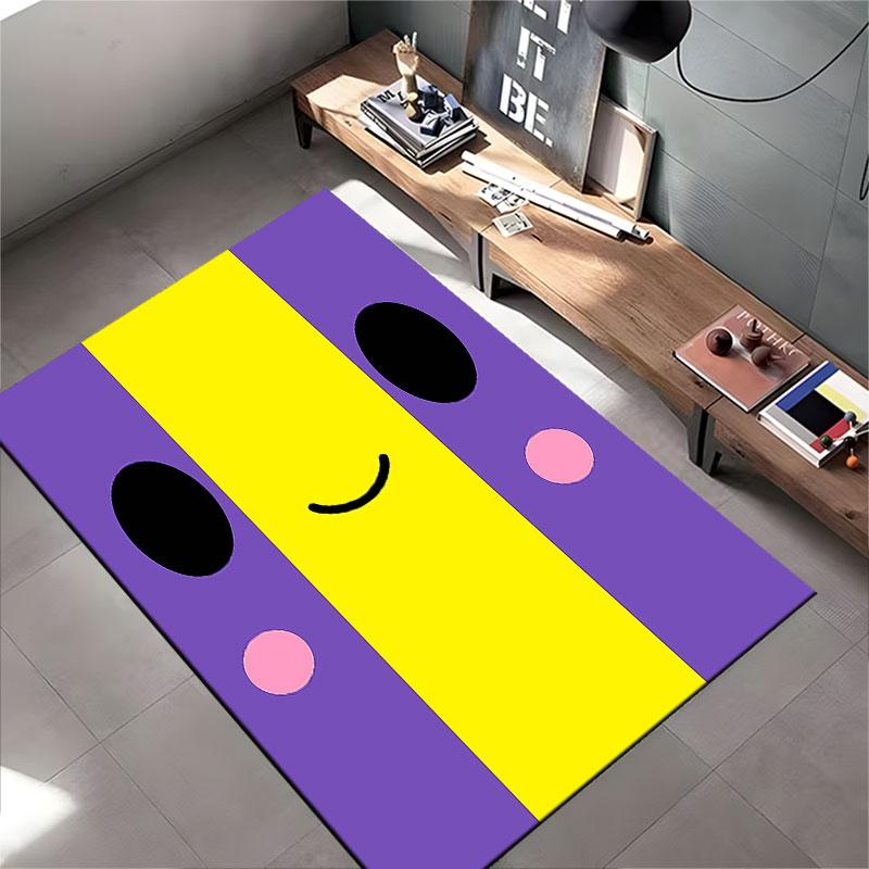 Cute Smiley Face Purple Carpet suitable as a non-slip mat for the living room or bedroom sofa