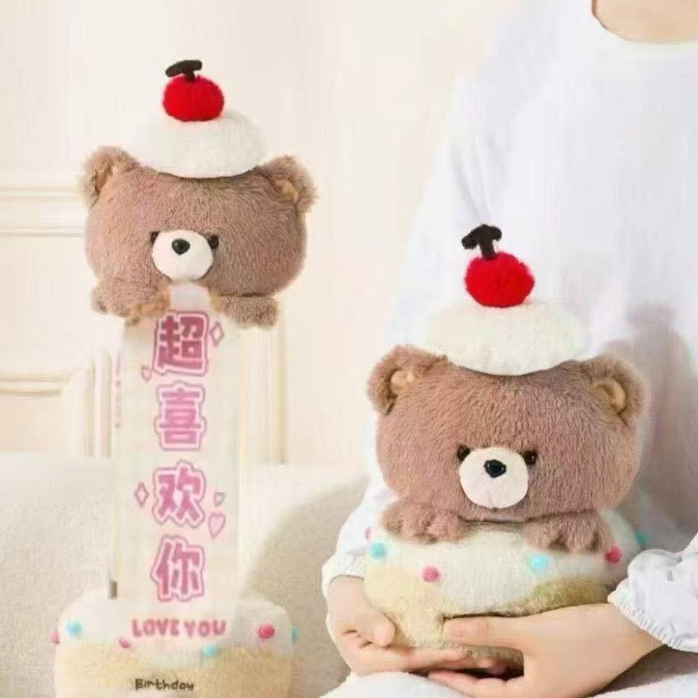Pull-out Plush Bear Doll Creative Birthday Gifts Interactive Bear Cake Plush Toy  Valentine's Day