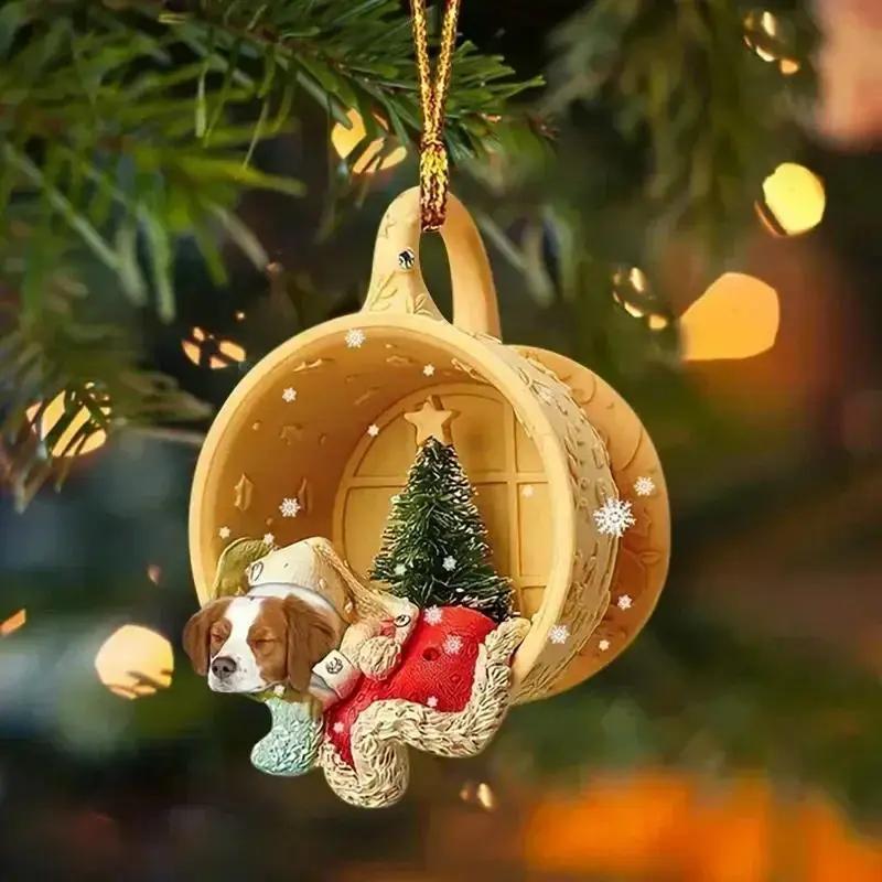 Christmas Tree Pendant Dog Animal Drop Ornament In Snow Pocket Hanging New Year Festive Party Supplies Room Decoration Xmas Gift