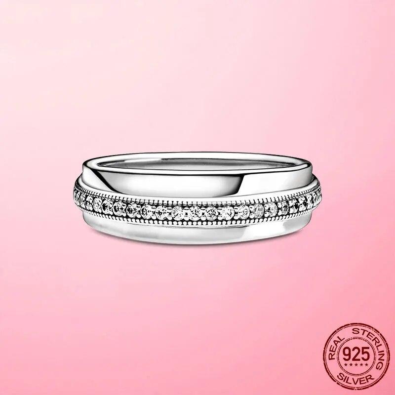 Lucky Finger Rings Real 925 Silver Triple Band Pave Ring Female Ring for Women Wedding Engagement Fine Jewelry Gift