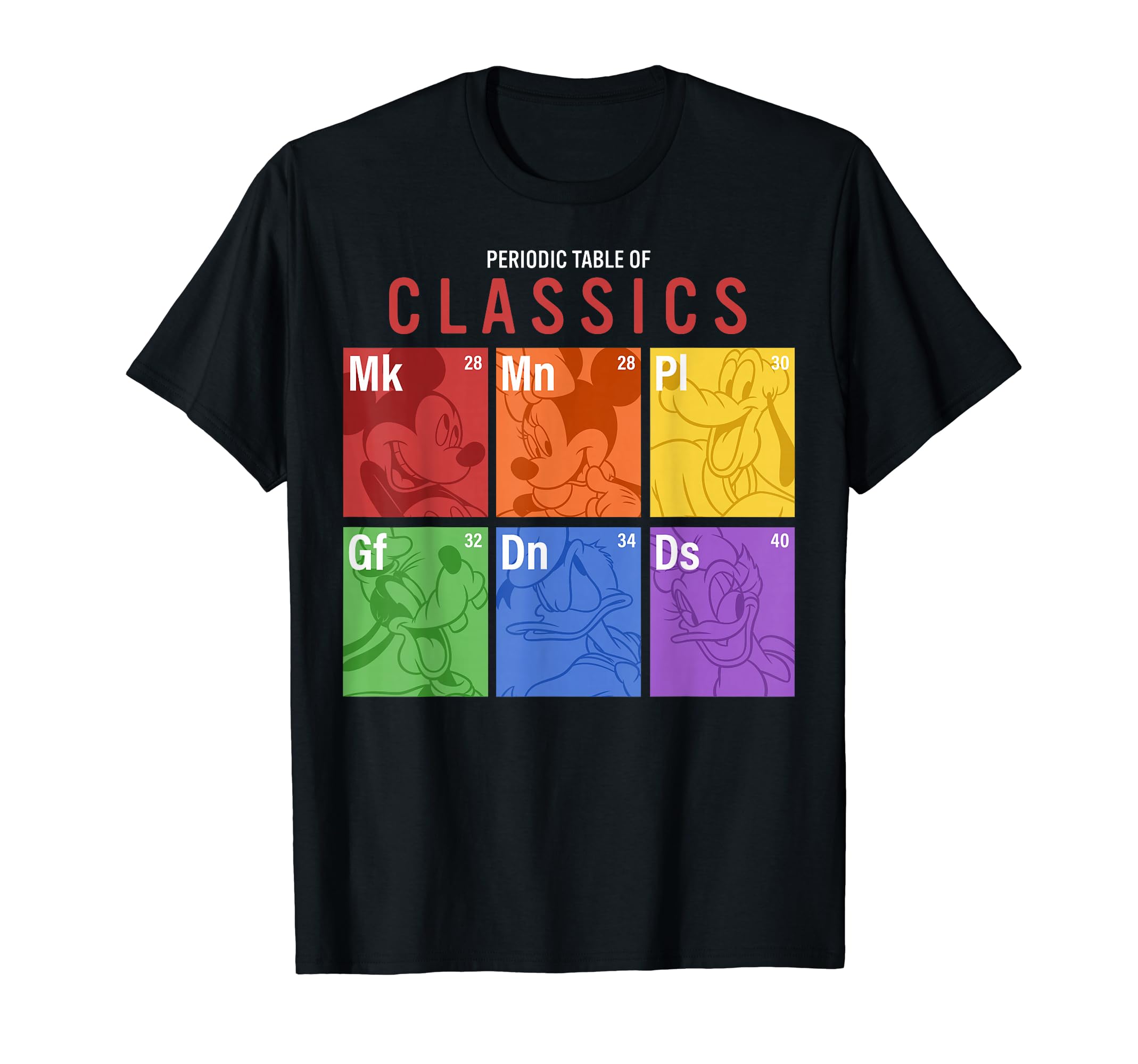 Disney Mickey Friends Rainbow Periodic Table & T-Shirt чёрный