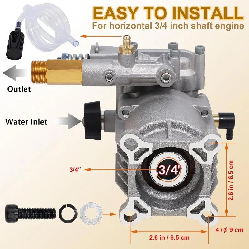 Heavy Duty Pressure Washer Pump 3400PSI 25GPM Horizontal 34 Inch Shaft Replacement for Industrial Power Washers Parts