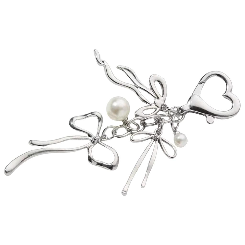 Sparkling 3D Cherry Charm Keychain Accessory Fashionable Bowknot Pearls Key Rings Portable Bag Decoration for Women