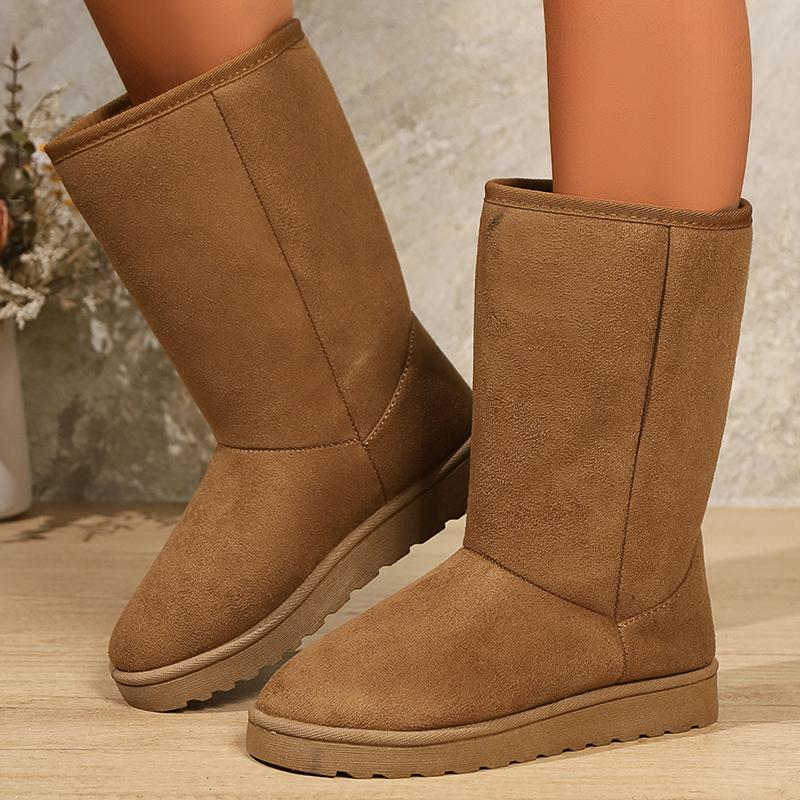 Fashion Women's Faux Suede Winter Warm Mid-Calf Boots Plus Size Thicken Plush Snow Boots Woman Thick Sole Non Slip Platform Casual Shoes