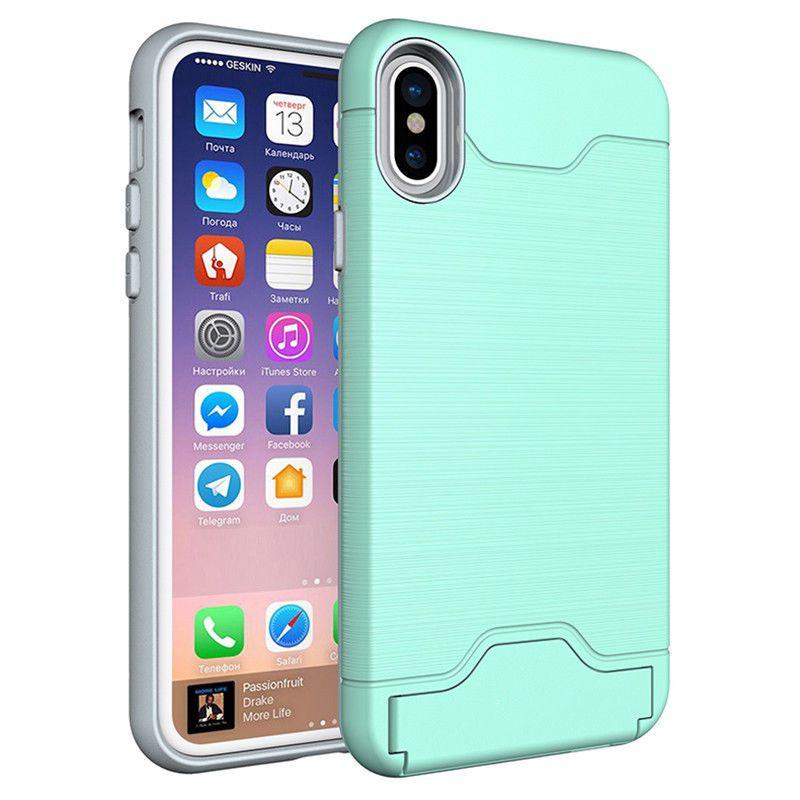 

Card Kickstand Pocket Armor Hybrid Cover Case For Iphone X 8 6 6s 7 Iphone8 Plus