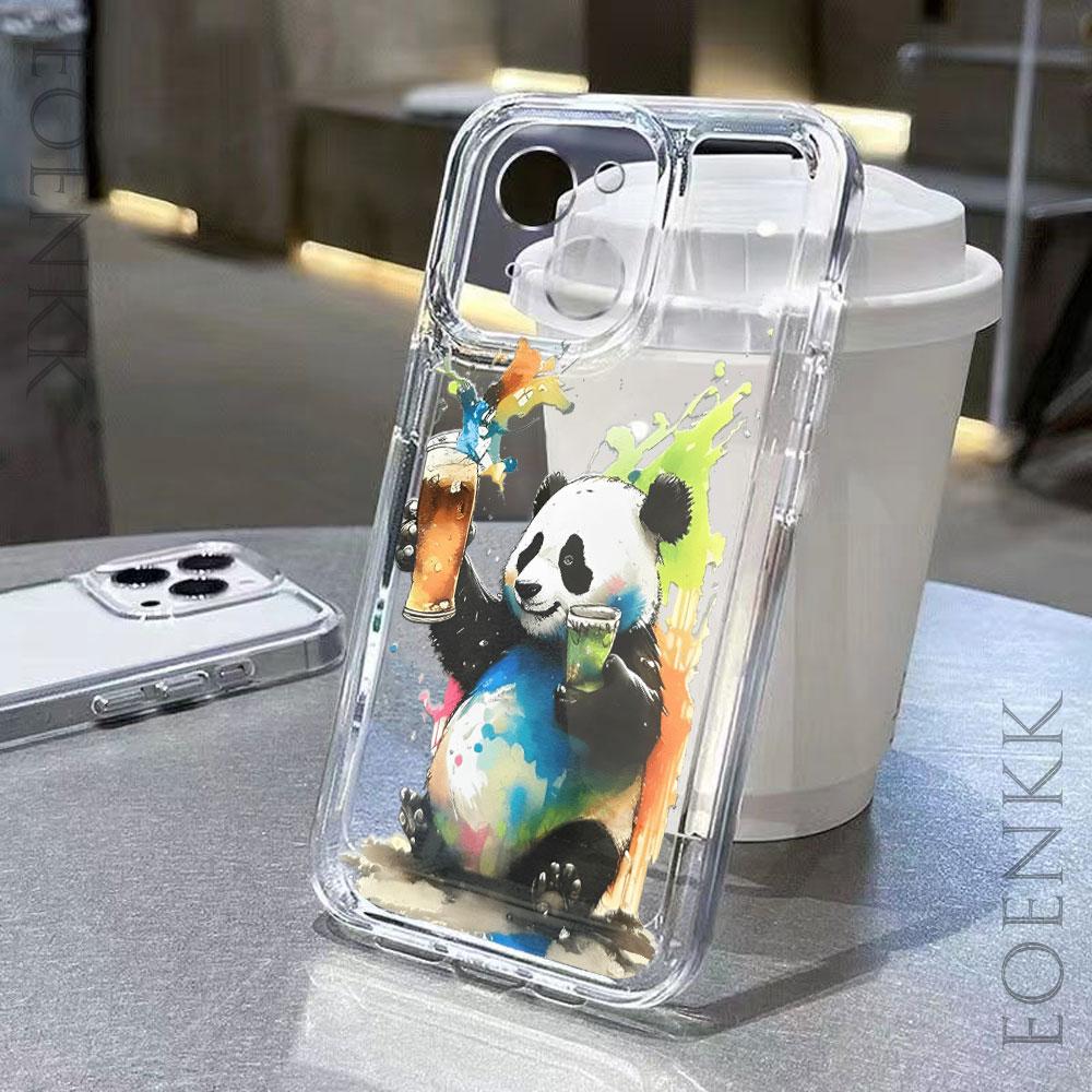 Climbing wall panda Phone case iPhone17 16pro 15 Pro Max 11 12 13 16 14 Plus Silicone Shockproof transparent phone case