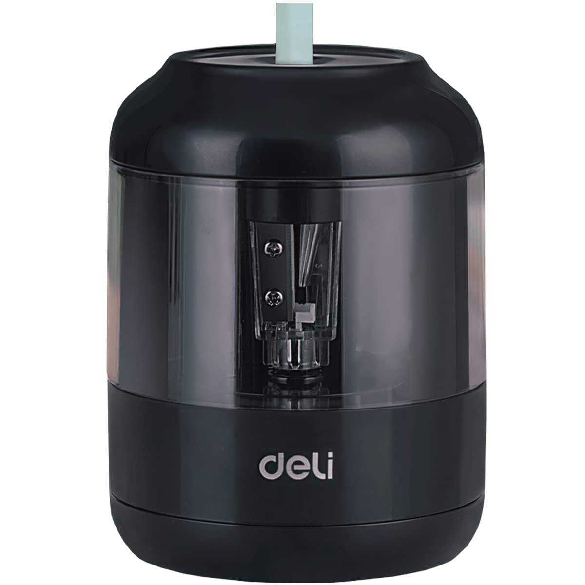 

Электрическая точилка Deli Идеально подходит для школы Быстрая заточка вольфрамовой сталью Долгое время работы батареи Легко для детей Компактная и подходит для карандашей для рисования и чёрный