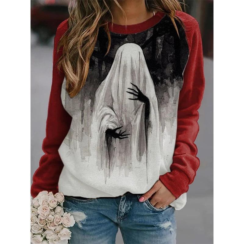 Halloween Sweatshirts Horror Skull Ghost 3D Print Hoodies Women Long Sleeve Tops Female Clothing