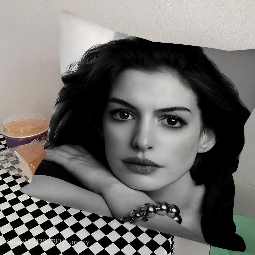 Anne Hathaway Pillow Case Square Pillow Bedroom Sofa Leisure Comfort Cushion Car Living Room Home Decoration