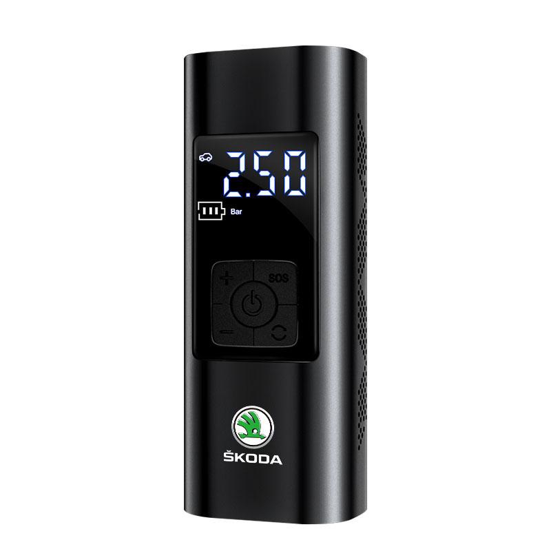 1Pcs Car Tire Inflator Smart Digital Inflatable Pump Emblem Accessories For Skoda SCALA Superb Octavia 2 3 A4 A5 Fabia Kamiq Kapoq Kodiaq Rapid