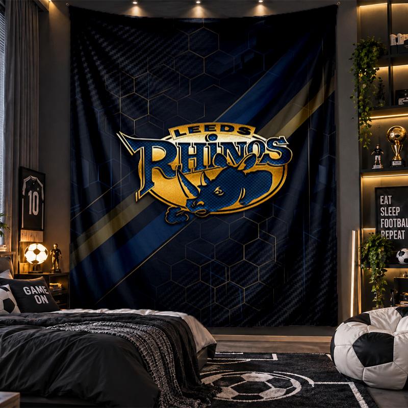Arazzo da Appendere a Parete Stampa Leeds Rhinos Tessuto per Soggiorno Camera da Letto Decorazione Casa