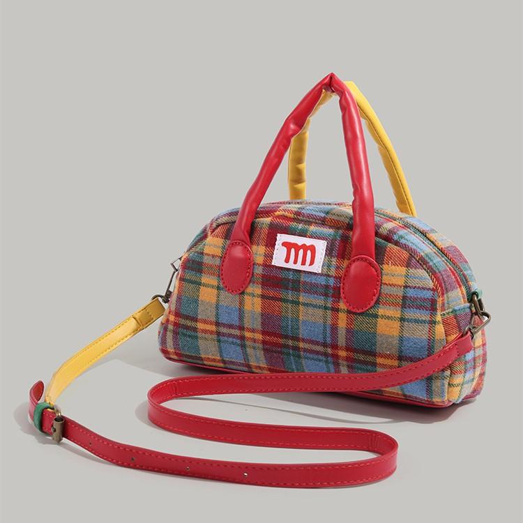 2024 New Women's Bag Plaid Handbag American Retro Small Square Bag Niche Autumn Winter Portable Shoulder Crossbody Bag