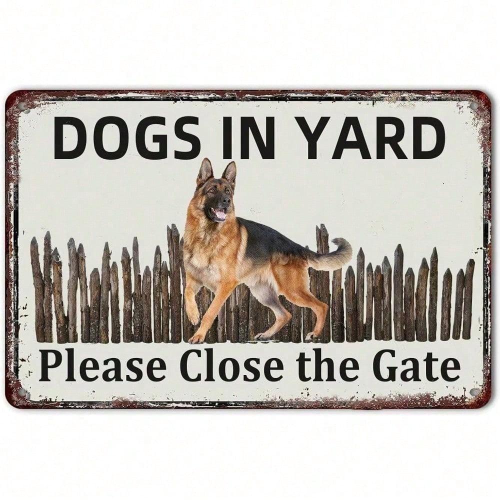 

Vintage Metal Dog Warning Sign Funny Please Close Gate Tin Sign for Yard Garden Outdoor Indoor Bar Wall Decor разноцветный