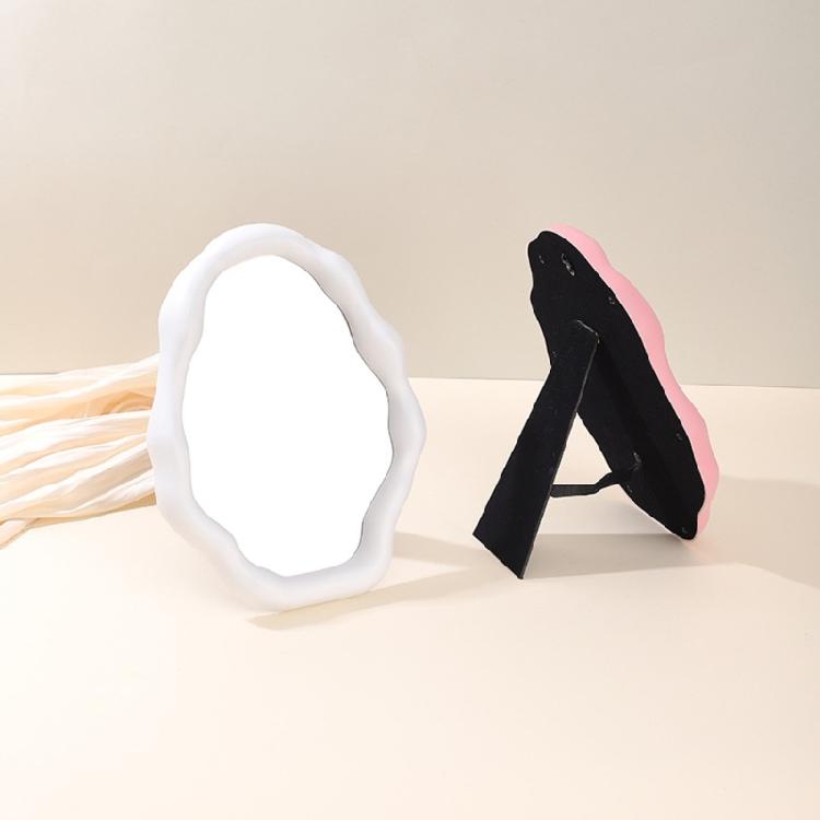 Artistic Cloud Shape Makeup Mirror for Desk and Tabletop Vanity Mirror with Adjustable Brackets Aesthetic Mirror Decors