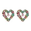Women's Stud Earrings Creative Love Alloy Electroplated Colored Rhinestones Personalized Exaggerated Earrings