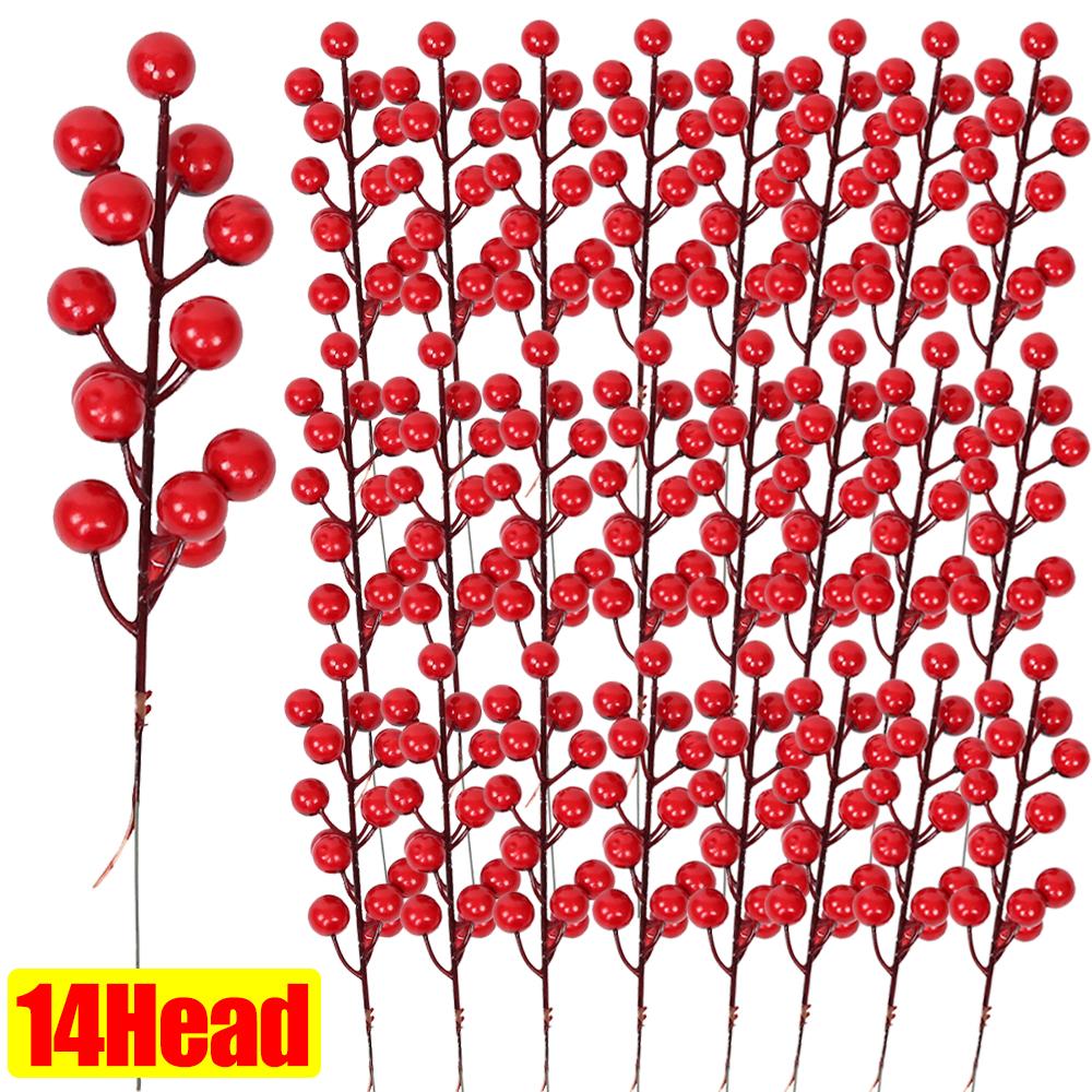 

Artificial Berries Christmas Red Berry Branches for Xmas Tree Decoration Party Home Table Ornaments Red Fruit Wreath DIY Gift 5PCS