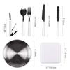 Camping Silverware Kit Stainless Steel Plate Spoon Wine Opener Fork Napkin Outdoor Picnic Kitchen BBQ Travel Utensil Picnic Set